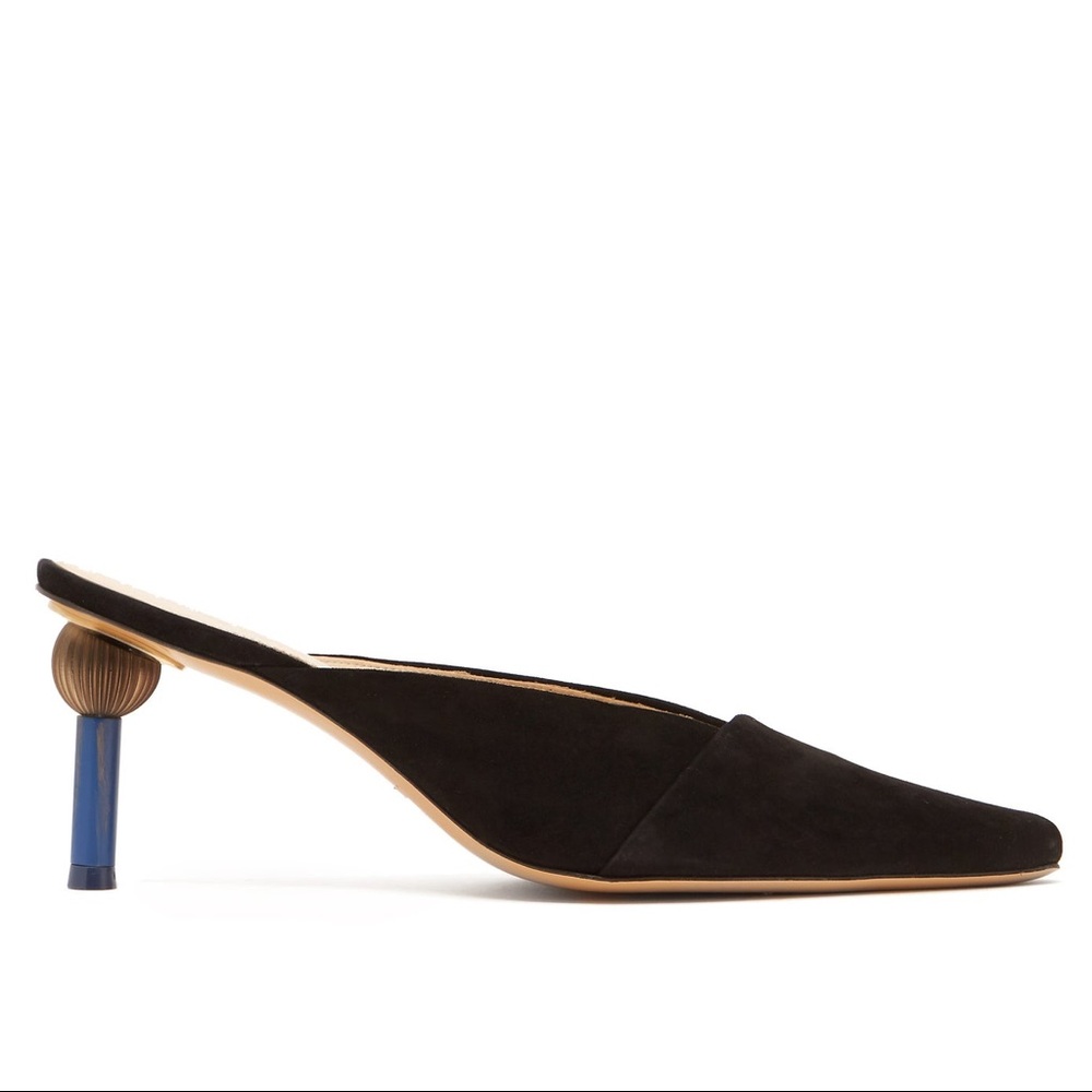 Jacquemus mismatched-heel suede mules